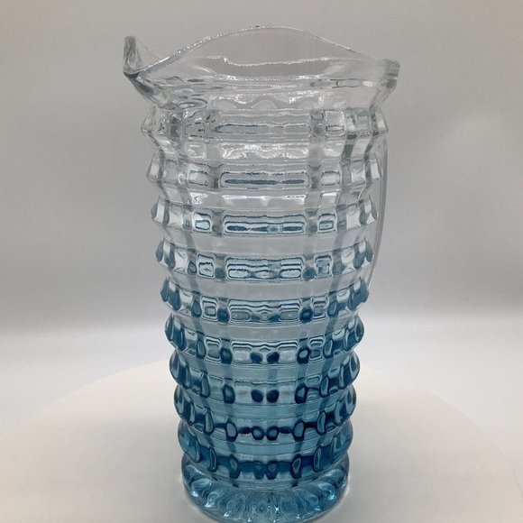 Blue and Clear Textured Cube Effect Glass Ombre Colored Blue Pitcher - Picture 11 of 16